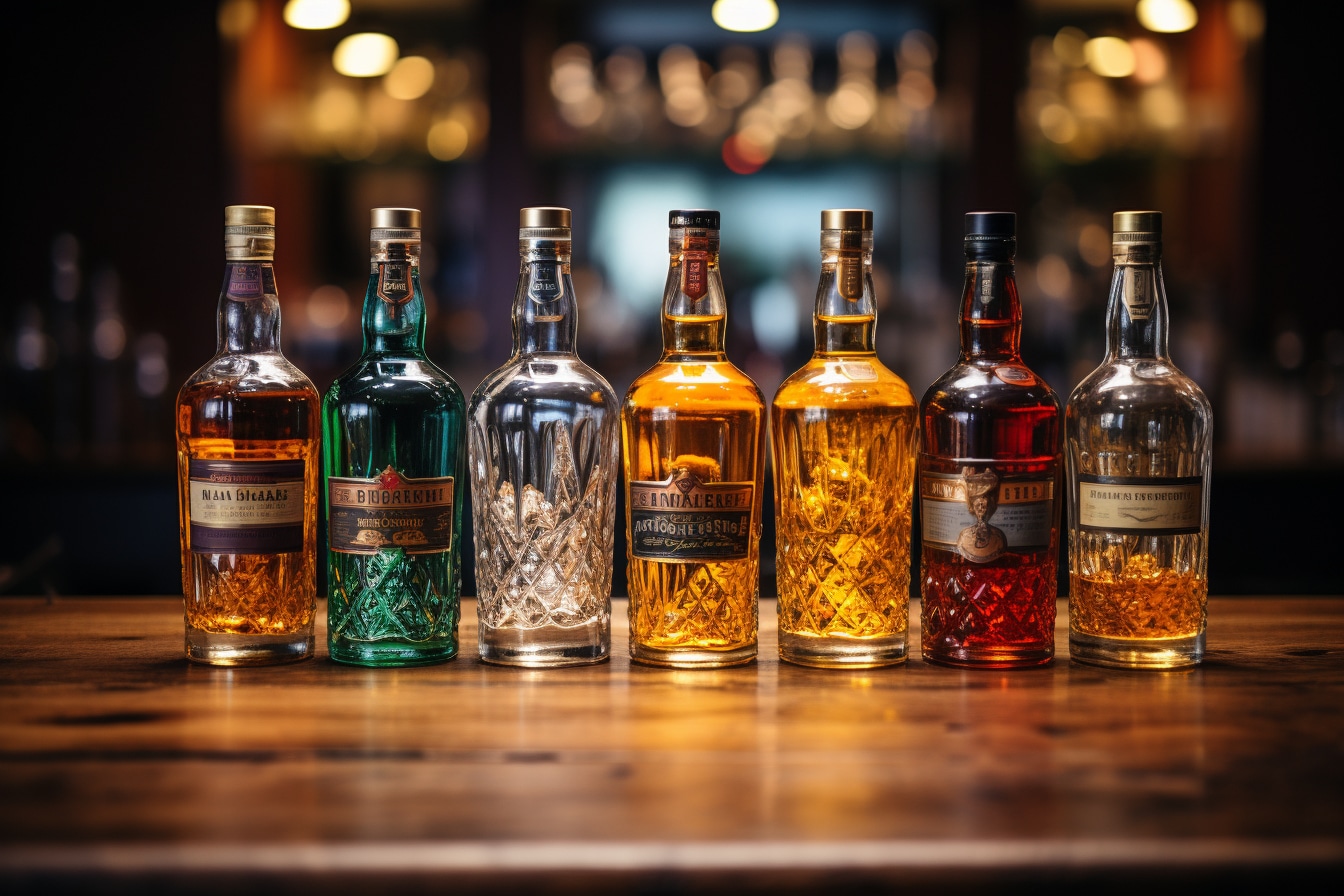 whisky : divers types de whisky en bouteille et en dégustation