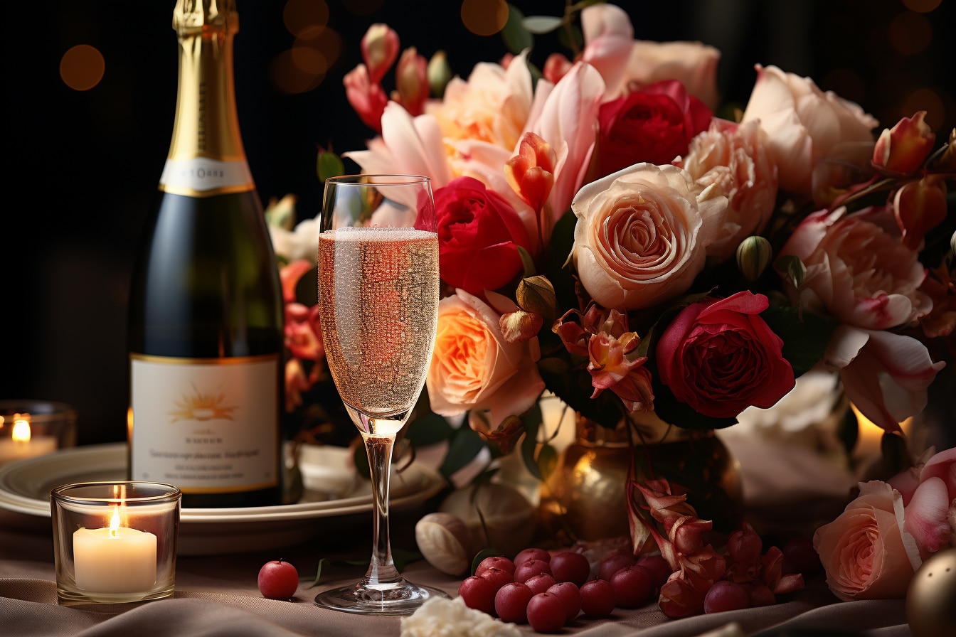 Champagne Pierre Moncuit : bouteille de champagne élégante du domaine Pierre Moncuit avec un verre de dégustation