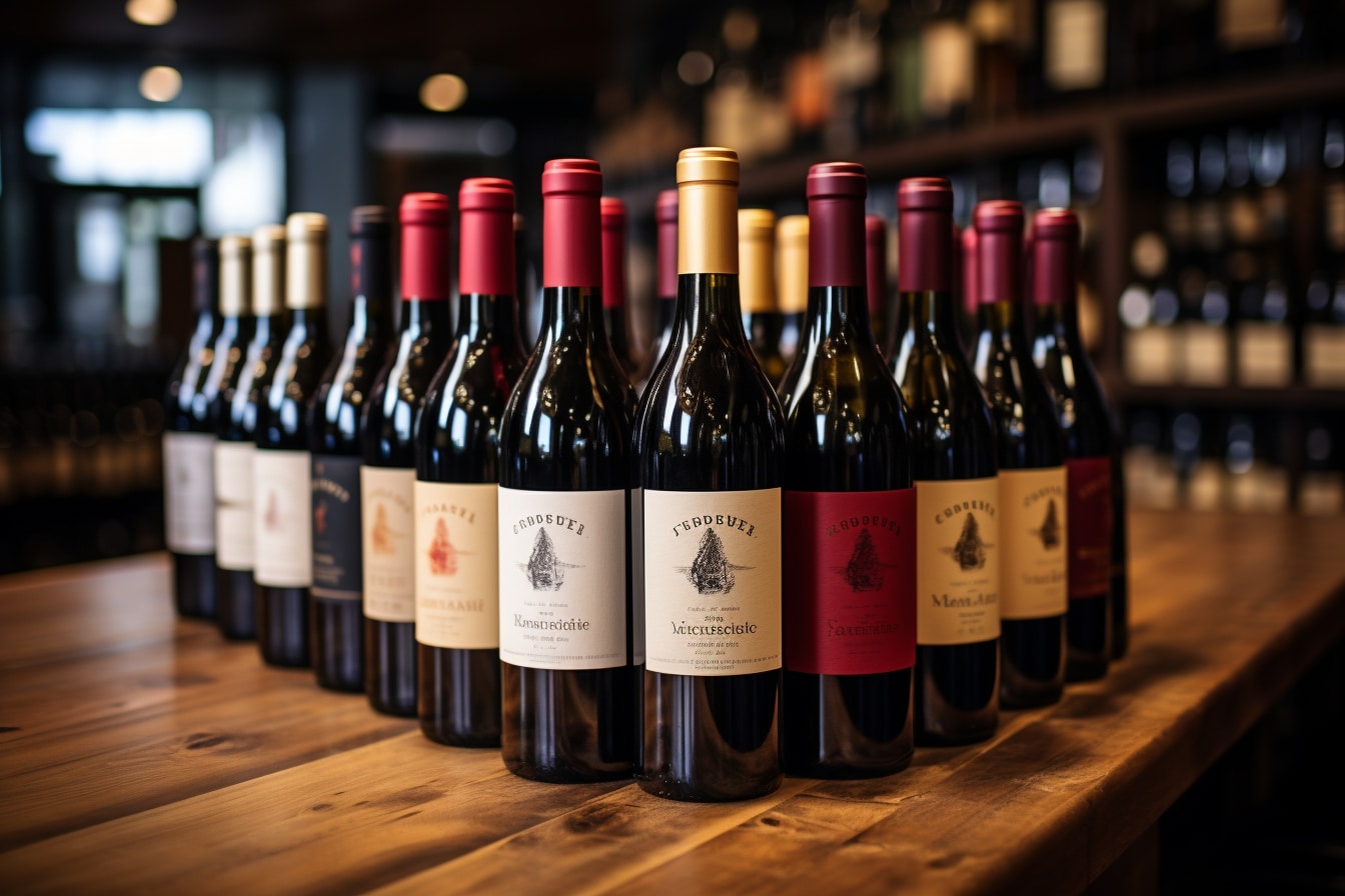 foire aux vins : stands de dégustation et bouteilles variées lors d'une foire aux vins