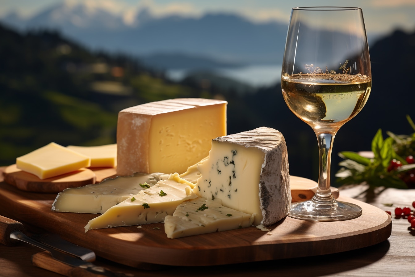 vin des Abymes : bouteille de vin blanc des Abymes avec un plateau de raclette