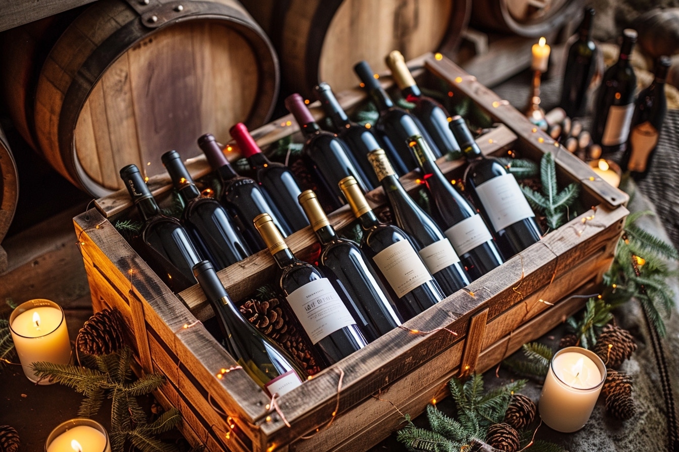 box cadeau vin : assortiment de bouteilles de vin dans une box cadeau mensuelle