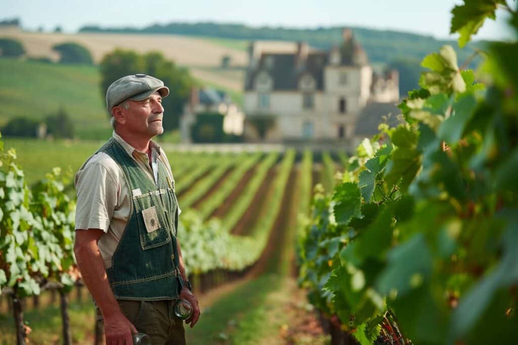 cépages de vins prestigieux : vignoble français avec grappes de raisin