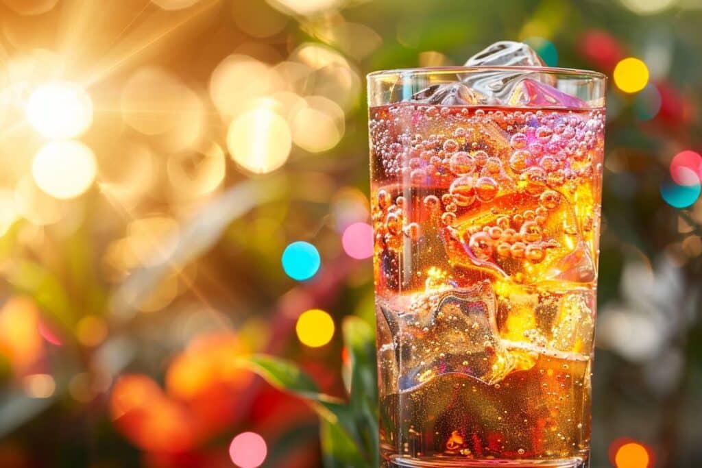 Kiss Cool alcool : verre shooter contenant un cocktail bleu glacé