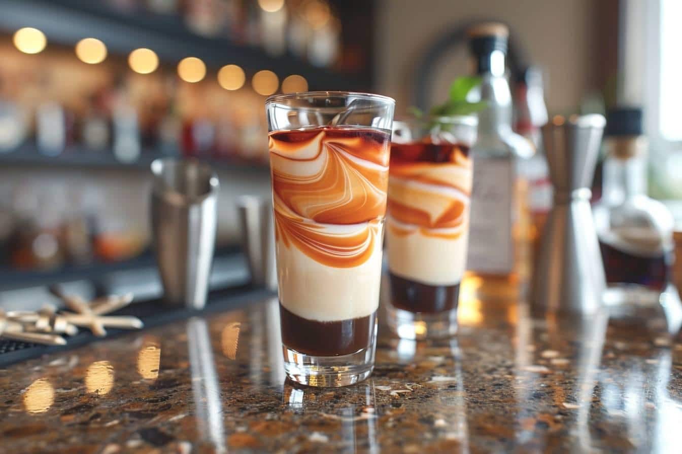 cocktail B52 : verre de cocktail B52 en strates colorées distinctes