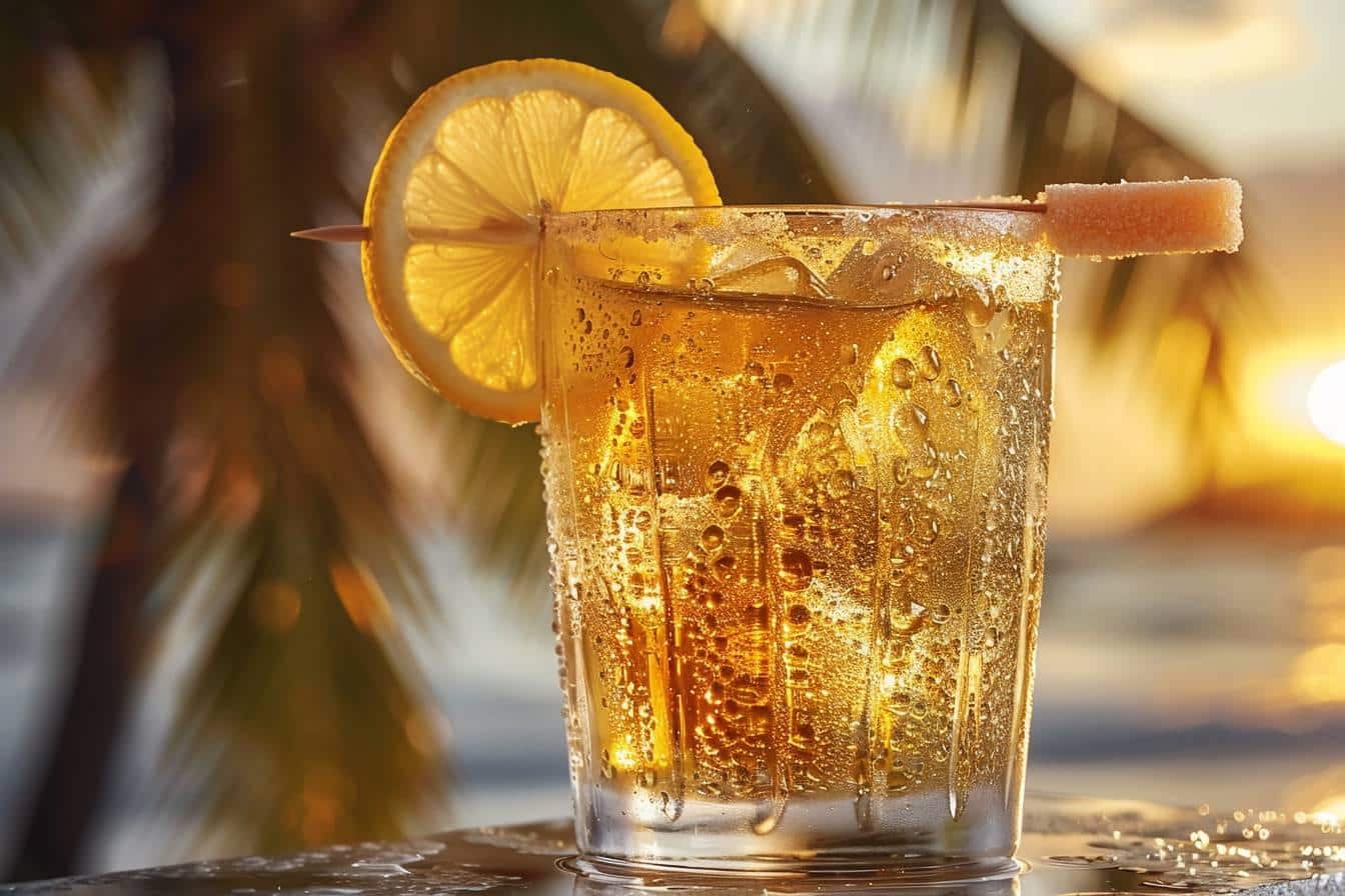 cocktail au rhum : verre de Ti' Punch avec rhum, citron vert et sucre de canne