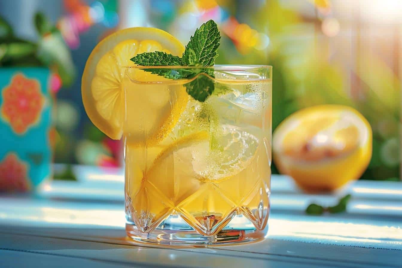 cocktail vodka citron : verre de cocktail vodka citron avec tranche de citron et glaçons