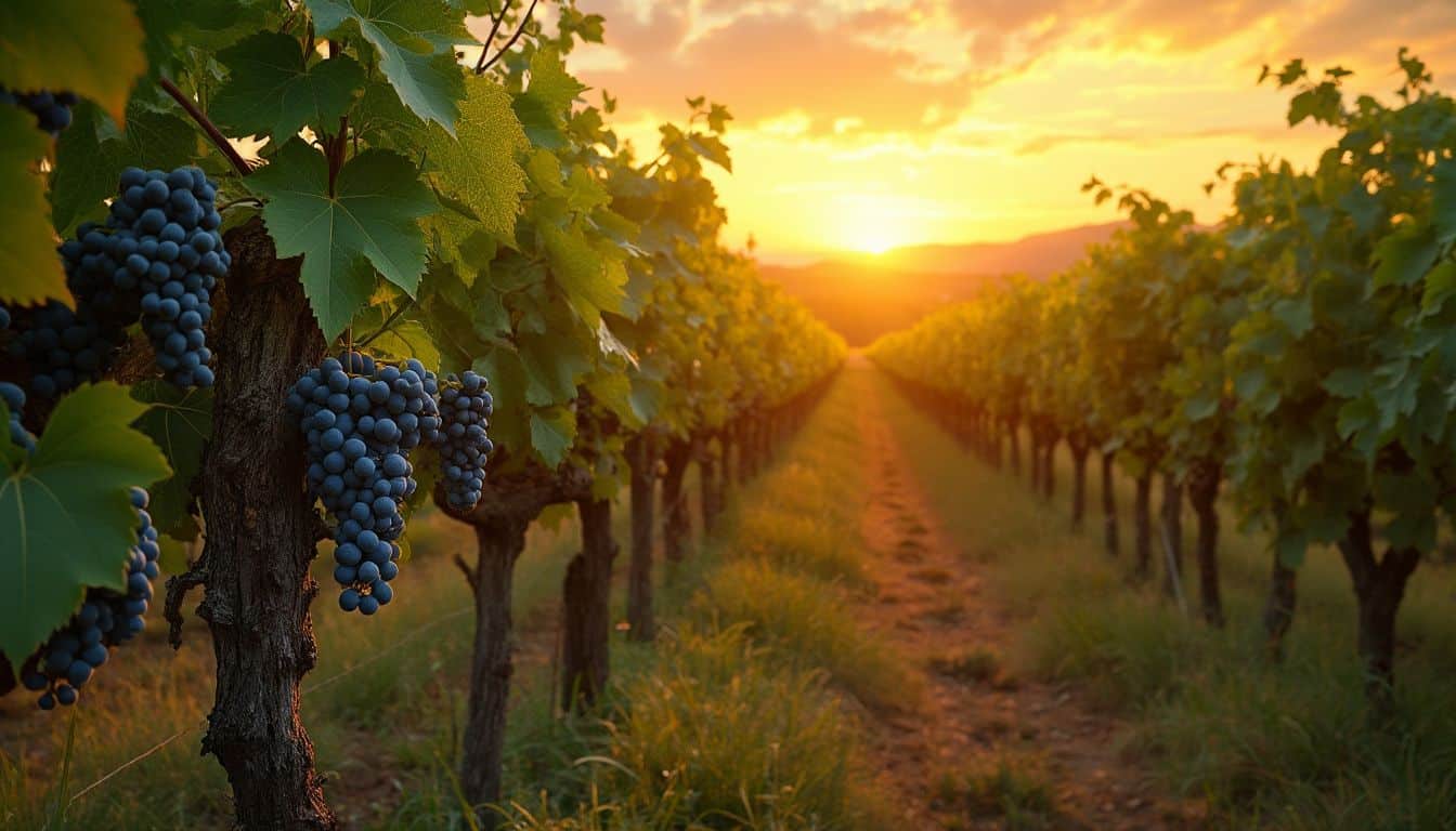 cépages oubliés : grappes de raisins anciens sur une vigne