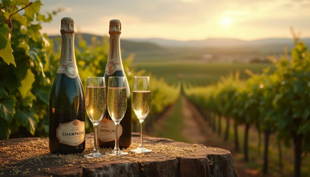 vins effervescents : flûtes de vin mousseux provenant de différentes régions