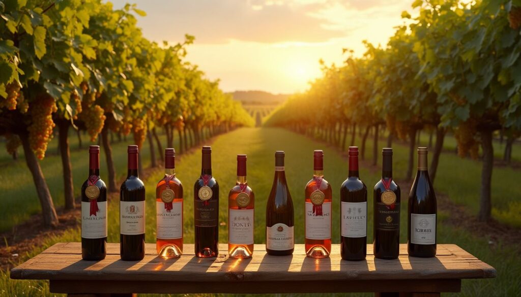 vin médaillé : bouteille de vin avec une médaille accolée