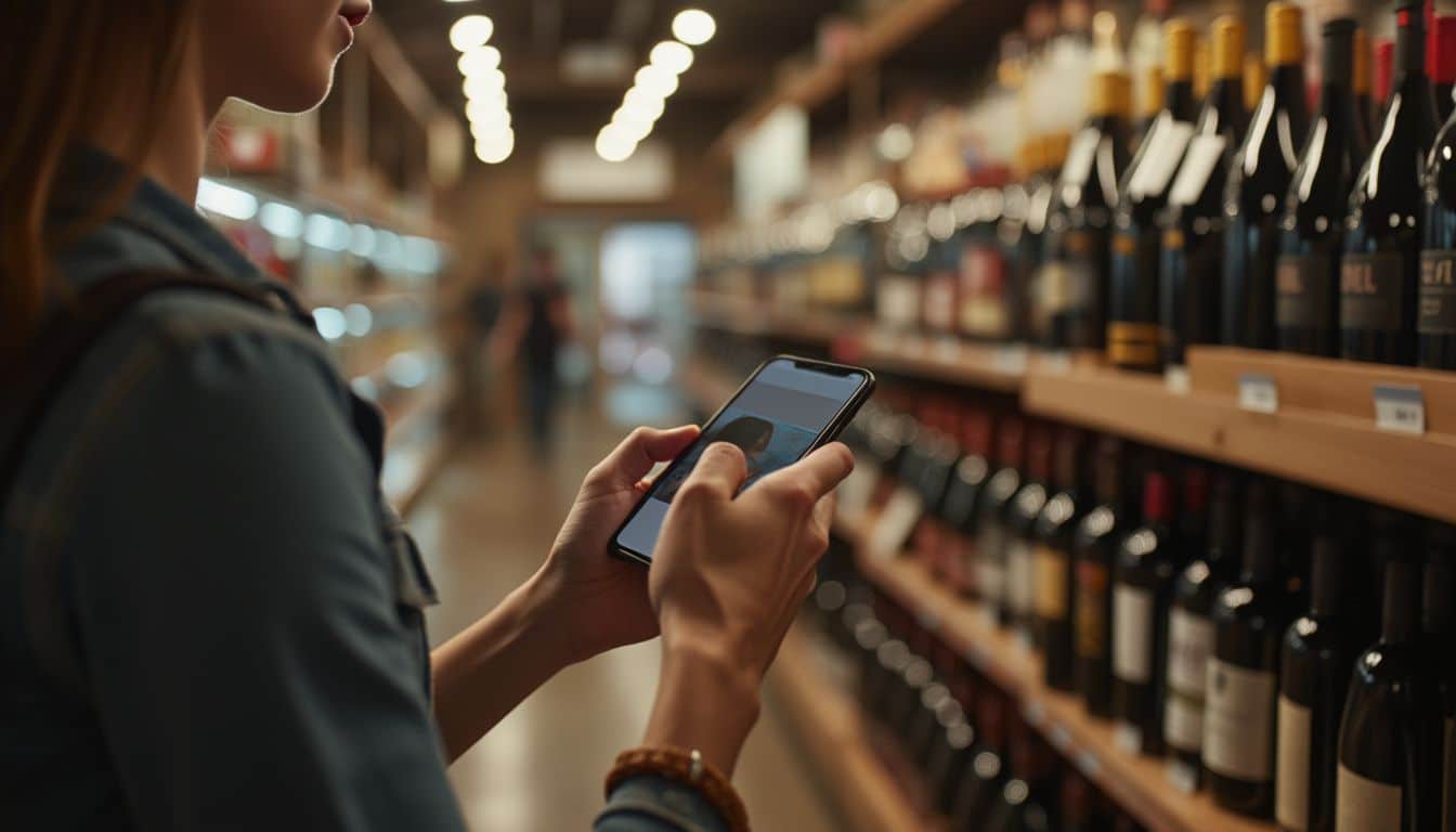 réseaux sociaux vin : illustration montrant des bouteilles de vin avec des icônes de réseaux sociaux