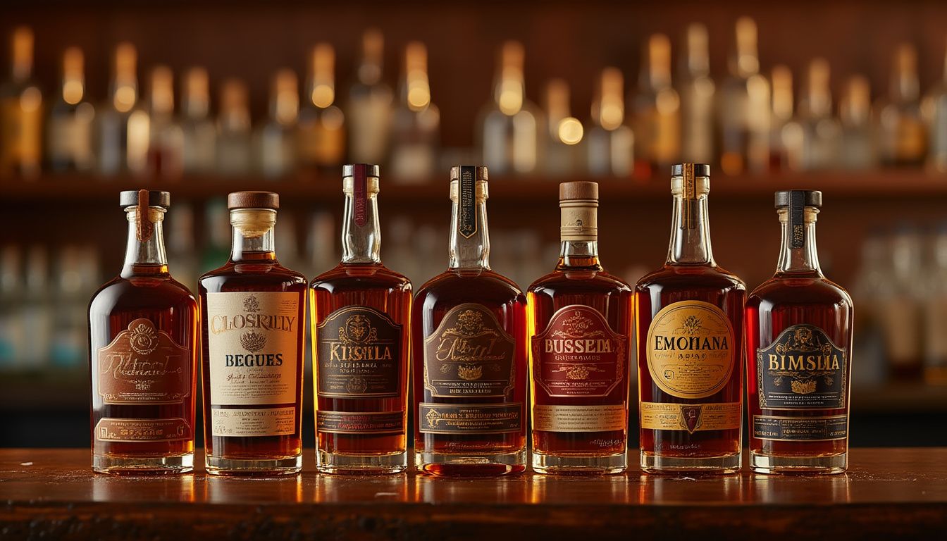 rhums : assortiment de bouteilles de rhums premium