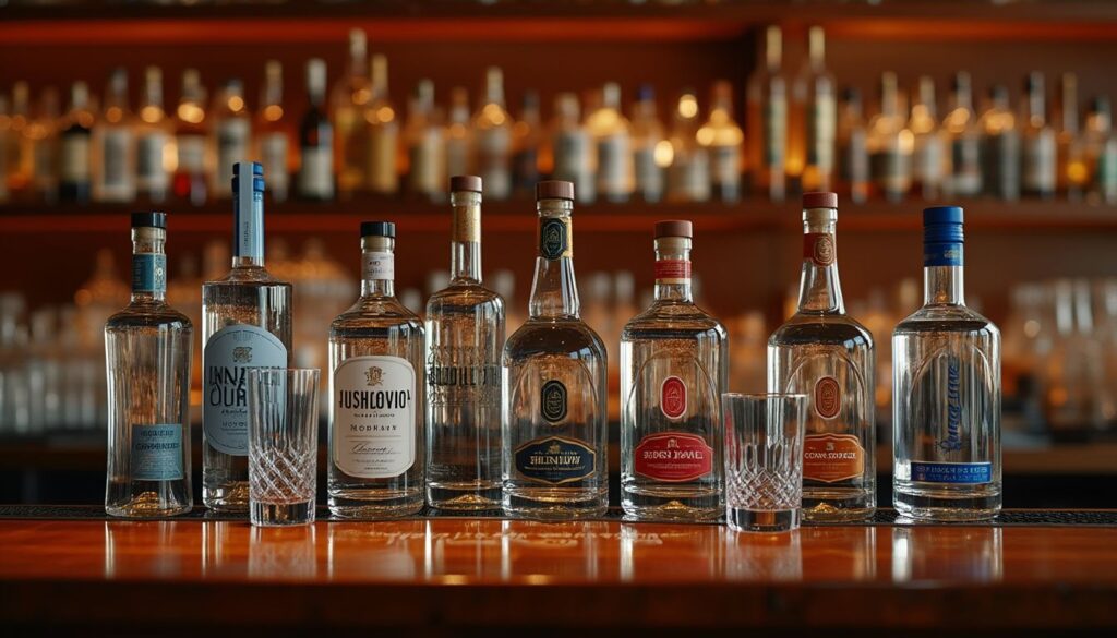 vodka premium : bouteilles de vodka premium élégamment disposées