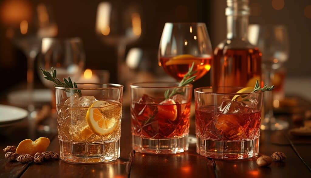 digestifs : assortiment de digestifs traditionnels après le repas