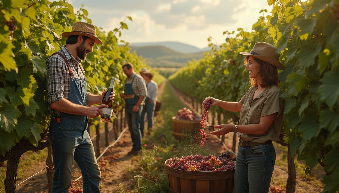 vignerons : viticulteurs innovants dans un vignoble
