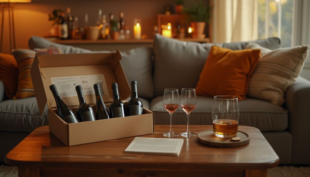 box de vin : sélection de bouteilles de vin dans une box d'abonnement mensuel