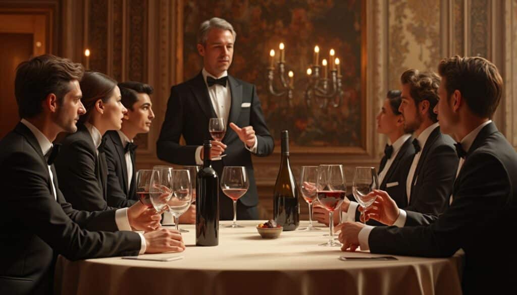 concours de sommellerie : sommelier en pleine dégustation lors d'un concours prestigieux