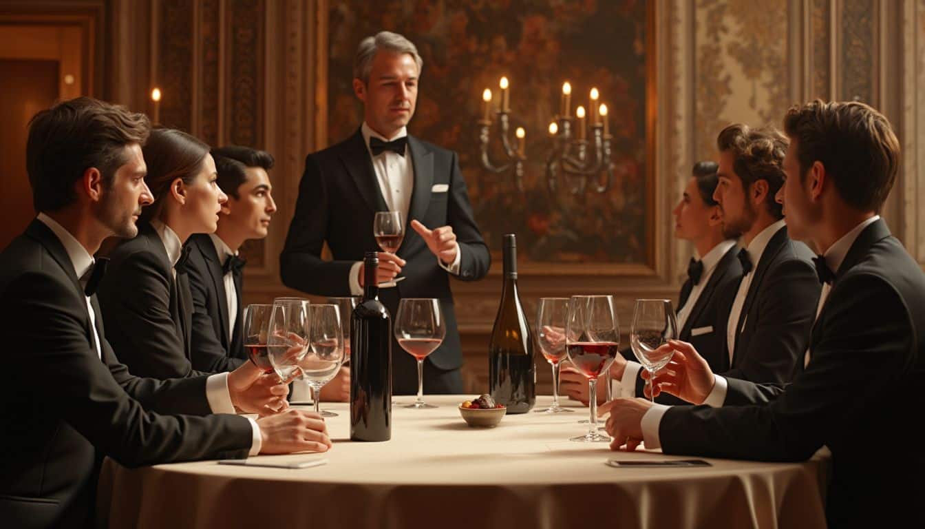 concours de sommellerie : sommelier en pleine dégustation lors d'un concours prestigieux