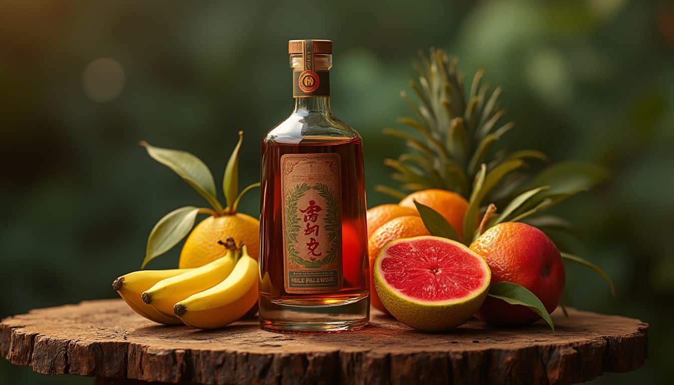 liqueur Soho : bouteille de liqueur claire aux fruits tropicaux