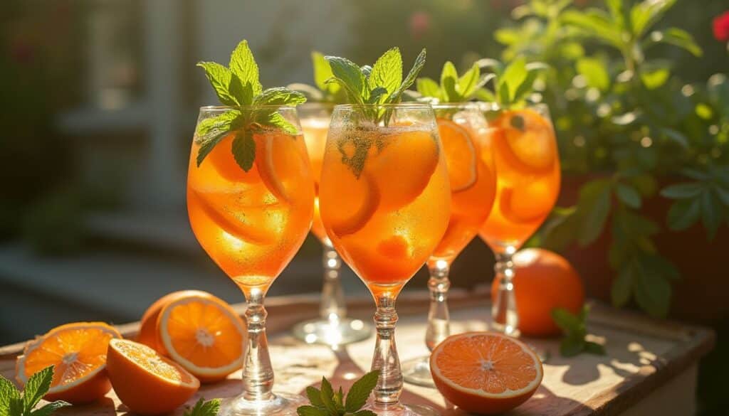Spritz sans alcool : verre de spritz sans alcool avec une tranche d'orange et des bulles