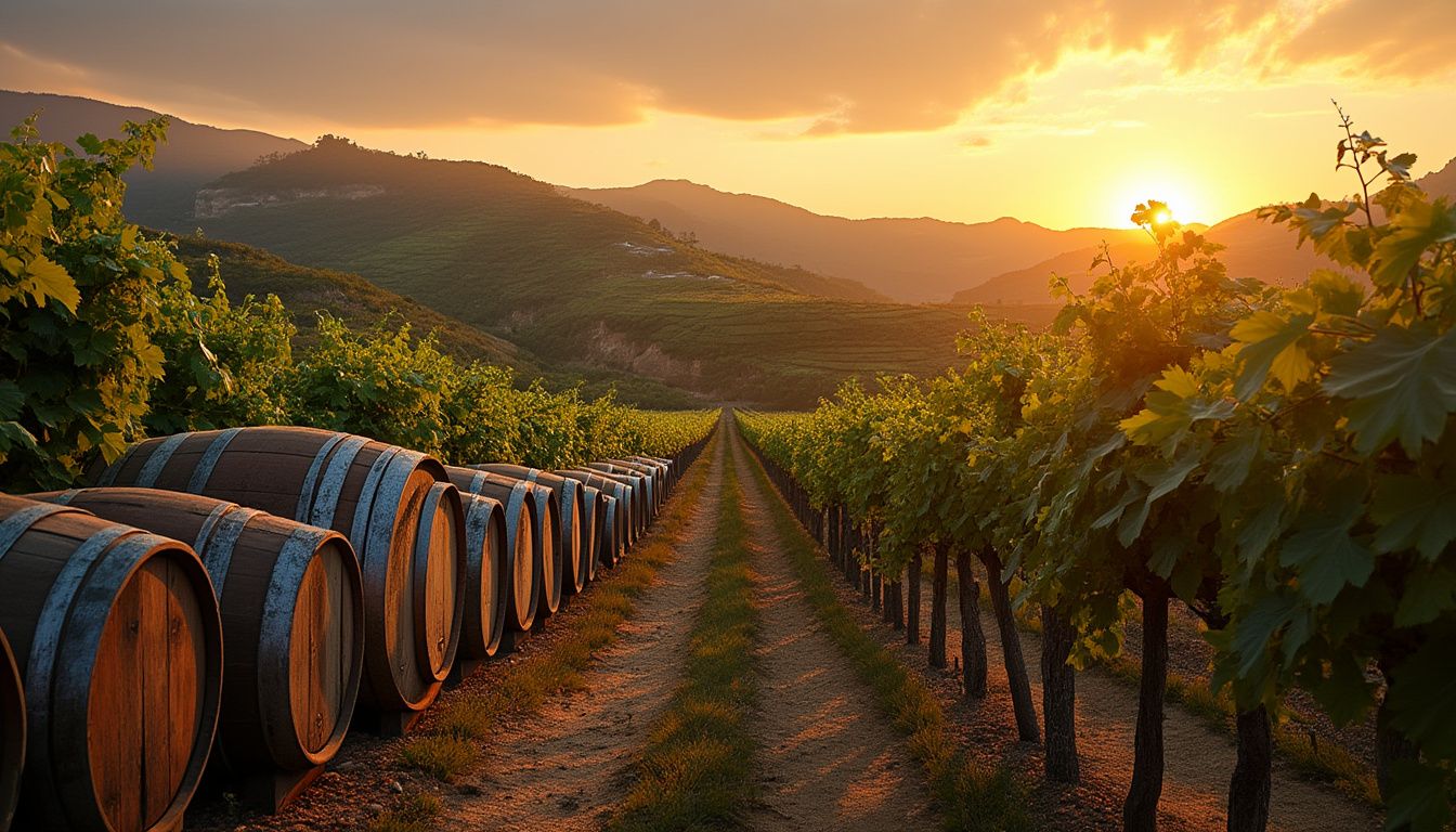 vin de Madère : bouteille de vin de Madère avec des raisins et un verre de dégustation