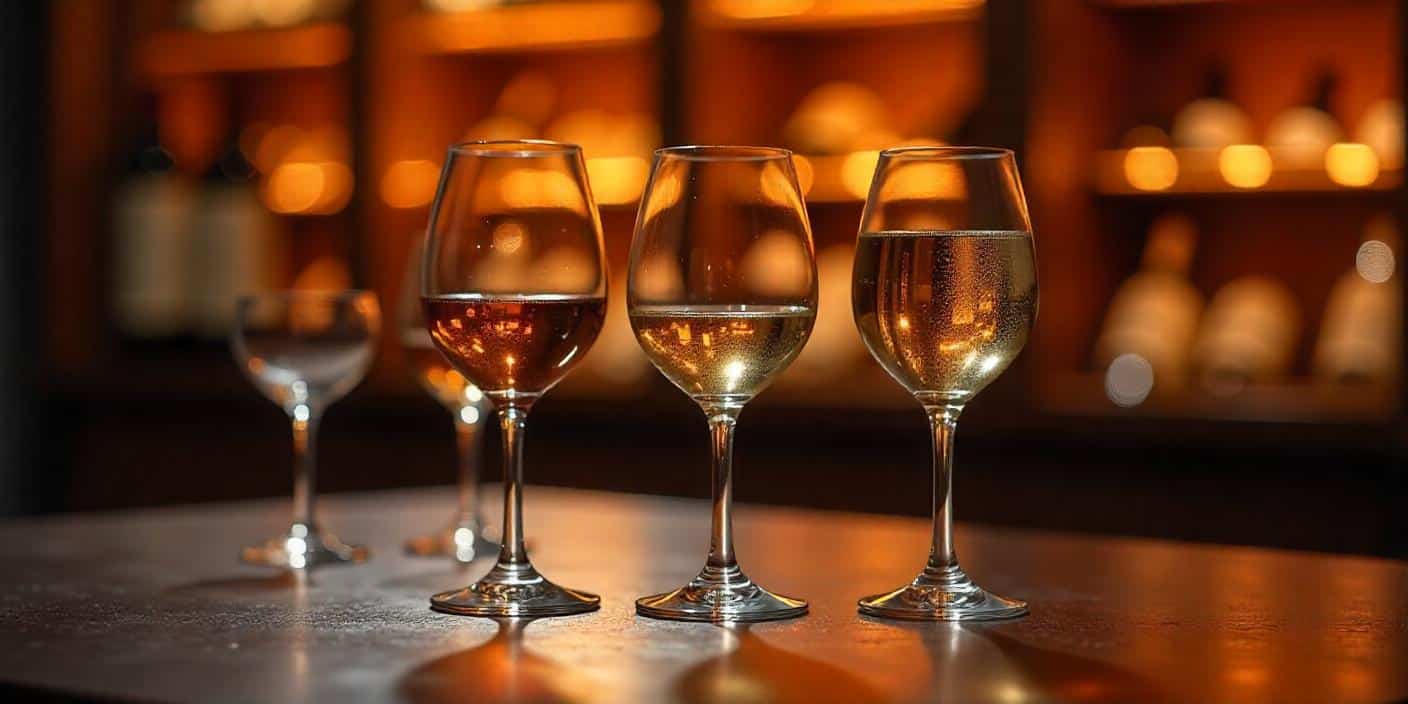 verre à vin professionnel : différents types de verres à vin sur une table