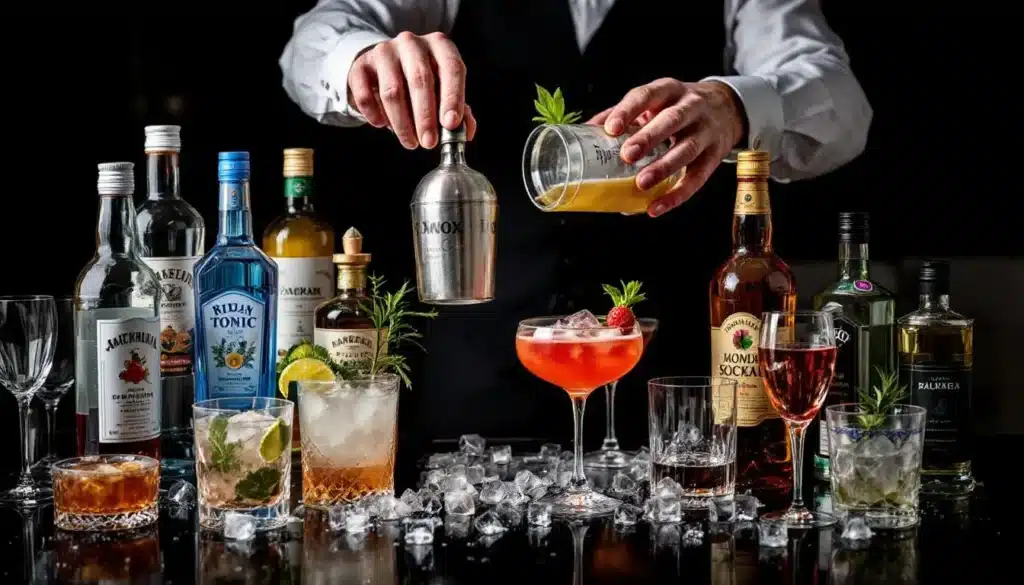 diluants alcool : différents verres de cocktails avec des diluants alcool variés