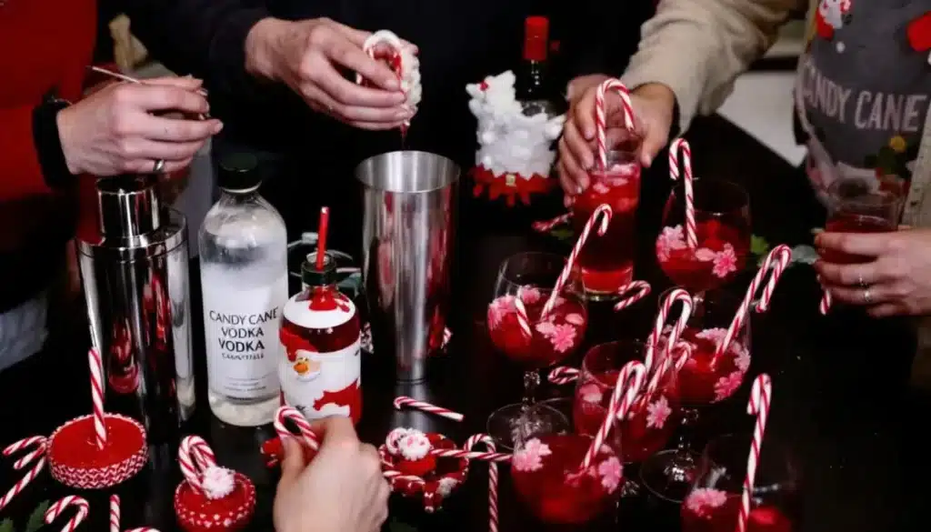 cocktail bonbon Candy Cane : verre de cocktail festif avec décorations de bonbons Candy Cane