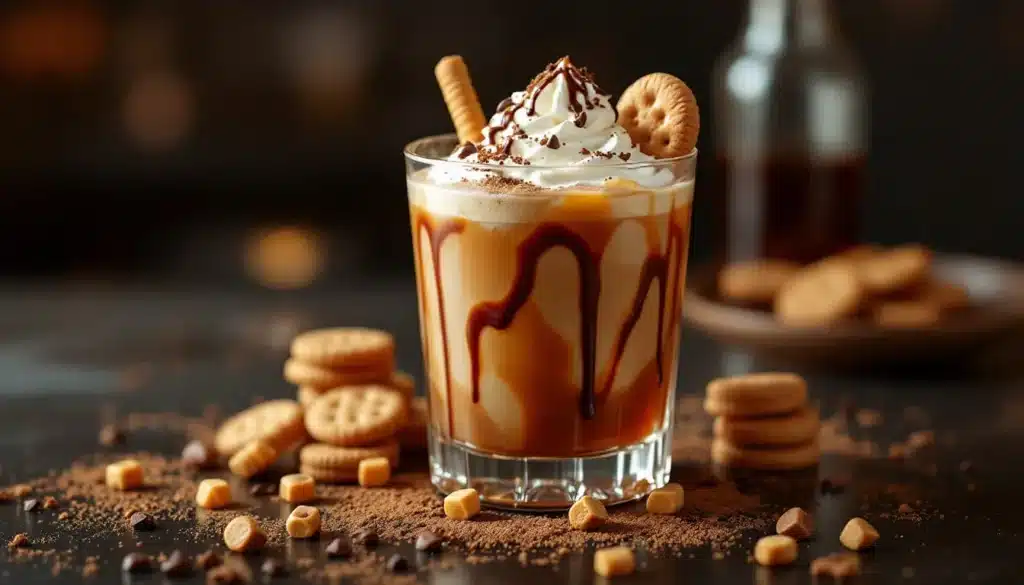 cocktail Twix : verre de cocktail gourmand au chocolat et caramel