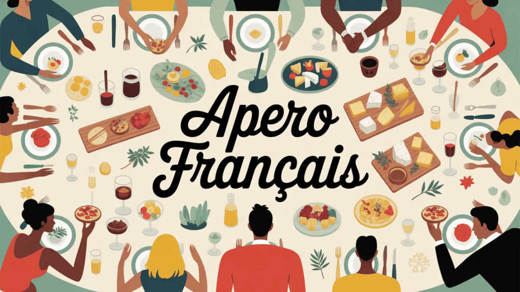 apero francais illustration grande tablée conviviale