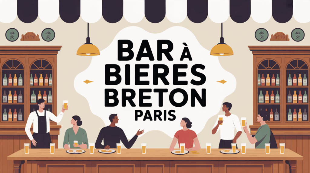 Illustration bar à bières breton Paris grande table ambiance conviviale