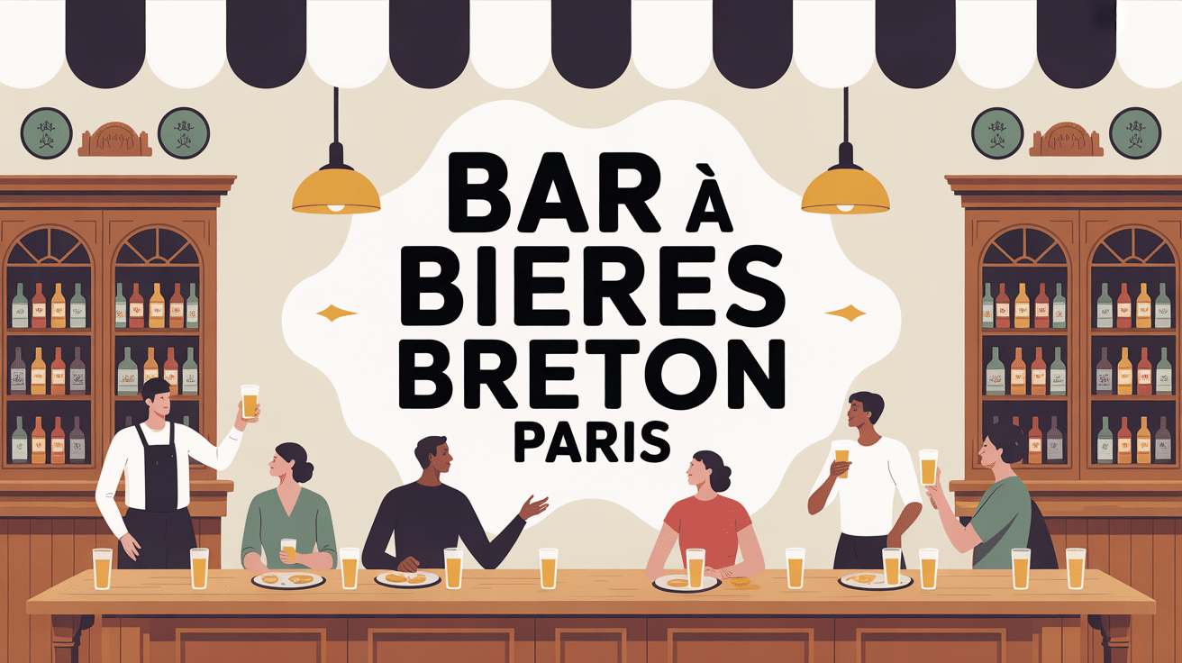 Illustration bar à bières breton Paris grande table ambiance conviviale