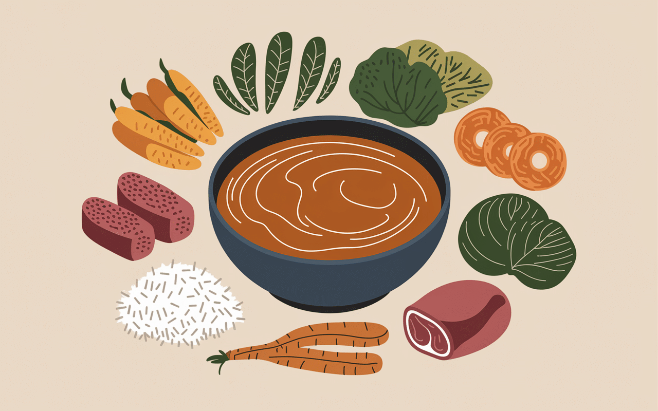 Sauce dakatine caramel bol avec legumes et riz