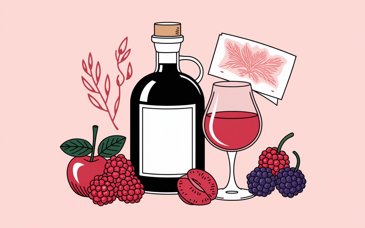 Bouteille chouanette, fruits rouges, carte vendée, verre tulipe
