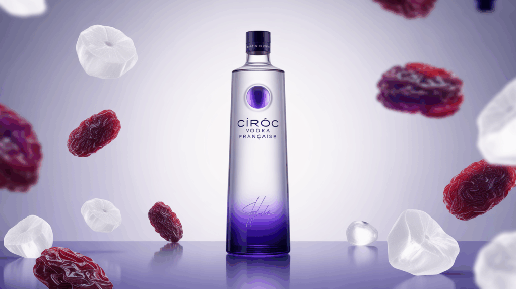 ciroc vodka francaise bouteille entre grappes de raisin