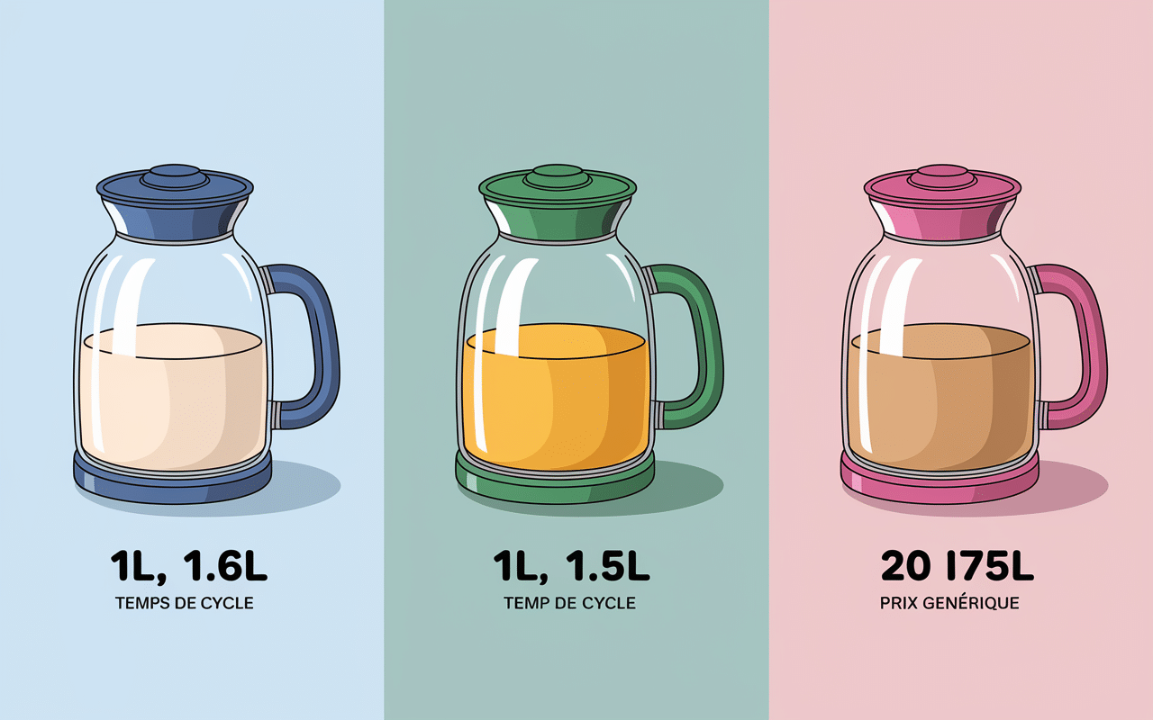 tableau comparatif machines lait vegetal capacite et prix