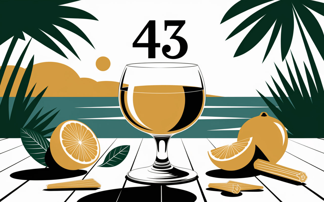 Verre Liqueur 43 or entouré d’agrumes et vanille