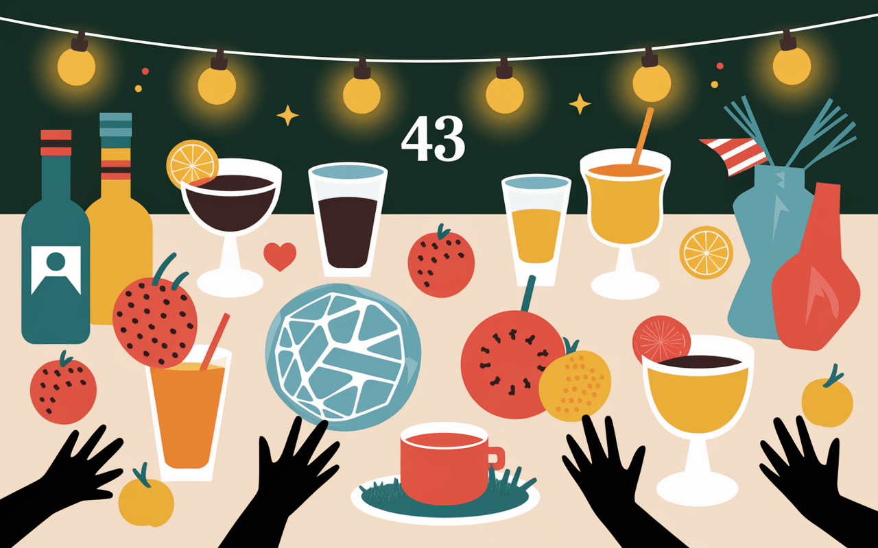 Verres cocktails Licor 43 produits frais table festive