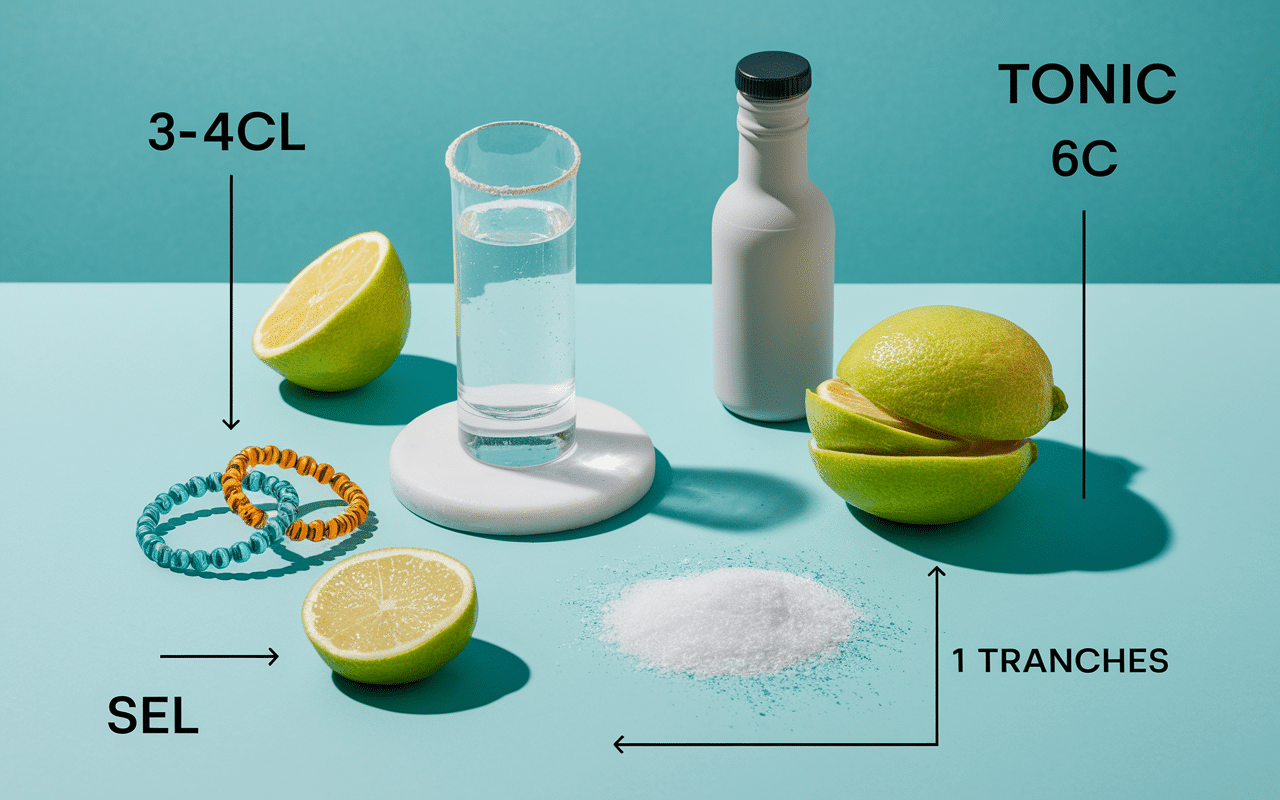 ingrédients tequila paf shooter citron tonic sel
