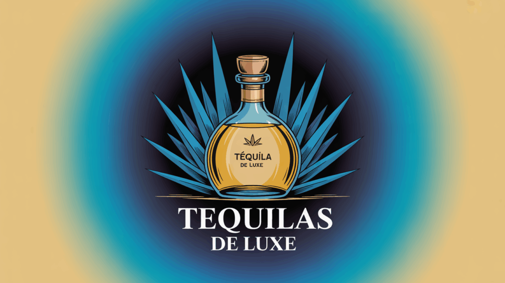 Bouteille de tequila de luxe verre clair et agaves bleus