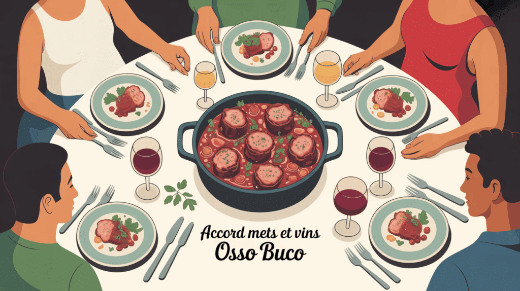 table osso buco avec vins, ambiance chaleureuse