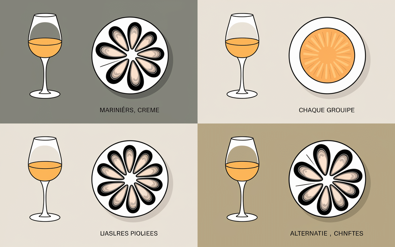 tableau plats moules vins blancs accords recettes titres generiques
