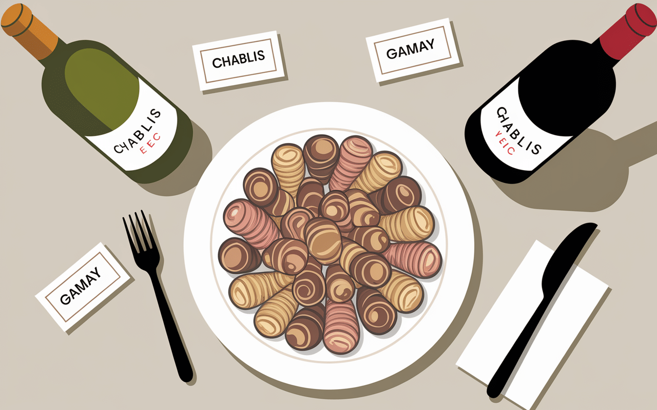 assiette escargots vin blanc et rouge