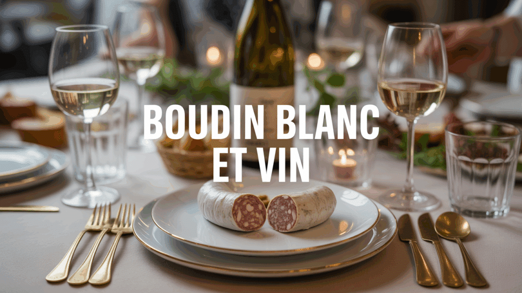table conviviale boudin blanc et vin blanc