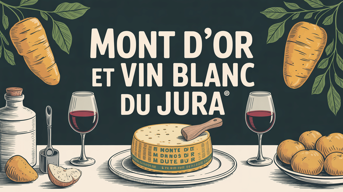 Mont d'Or fondu avec pommes de terre et verres de vin blanc du Jura