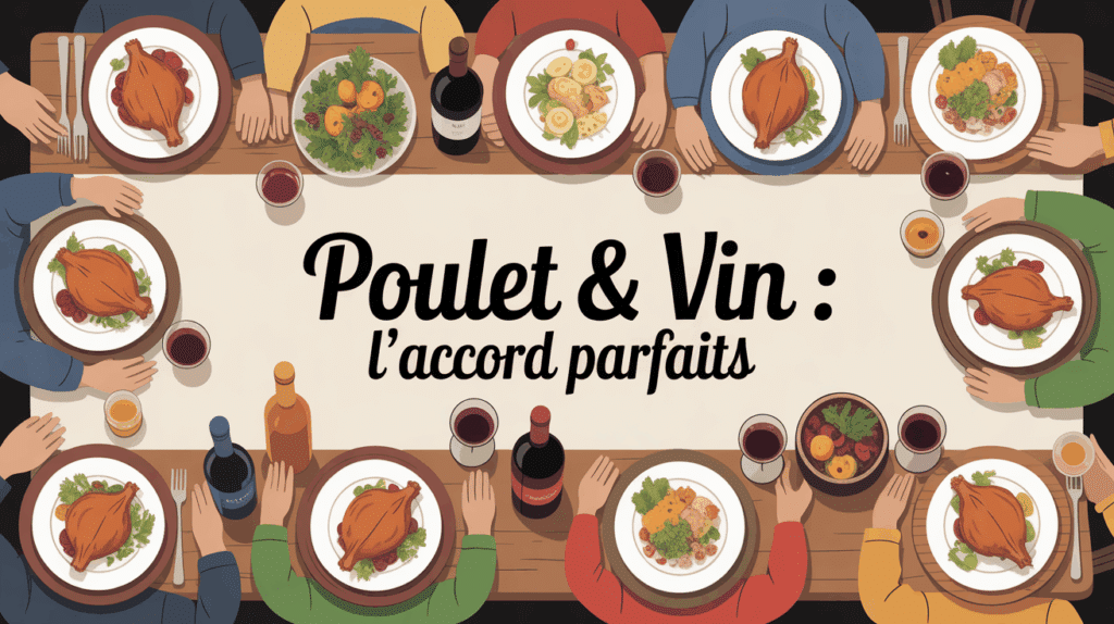 Repas de poulet et vin convivial accord parfait