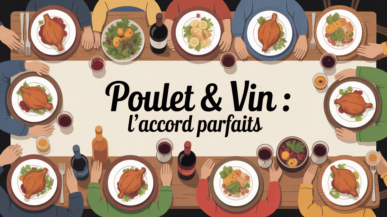 Repas de poulet et vin convivial accord parfait