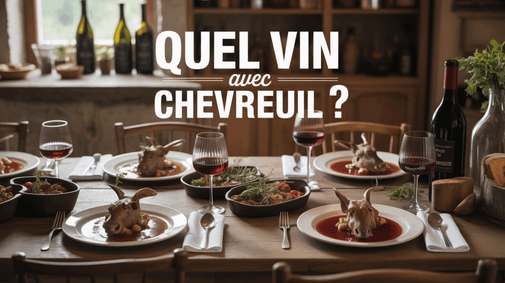 Grande table de chevreuil et vin rouge ambiance conviviale