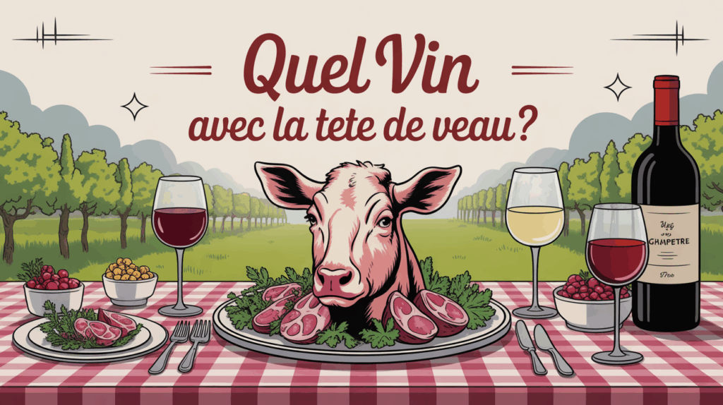 Grande assiette tête de veau, verres de vin, ambiance festive
