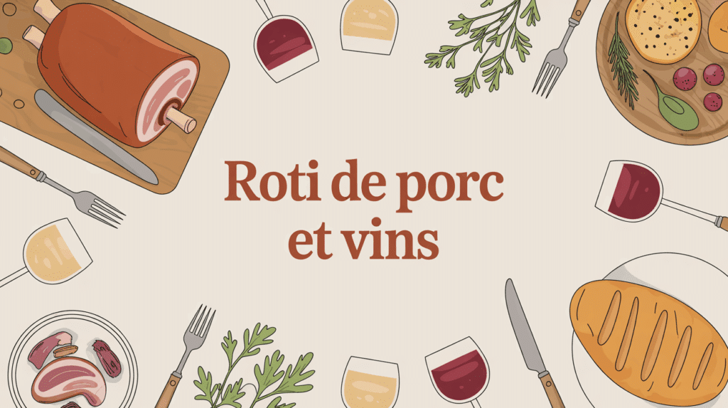 roti de porc tranche et vins accords table conviviale