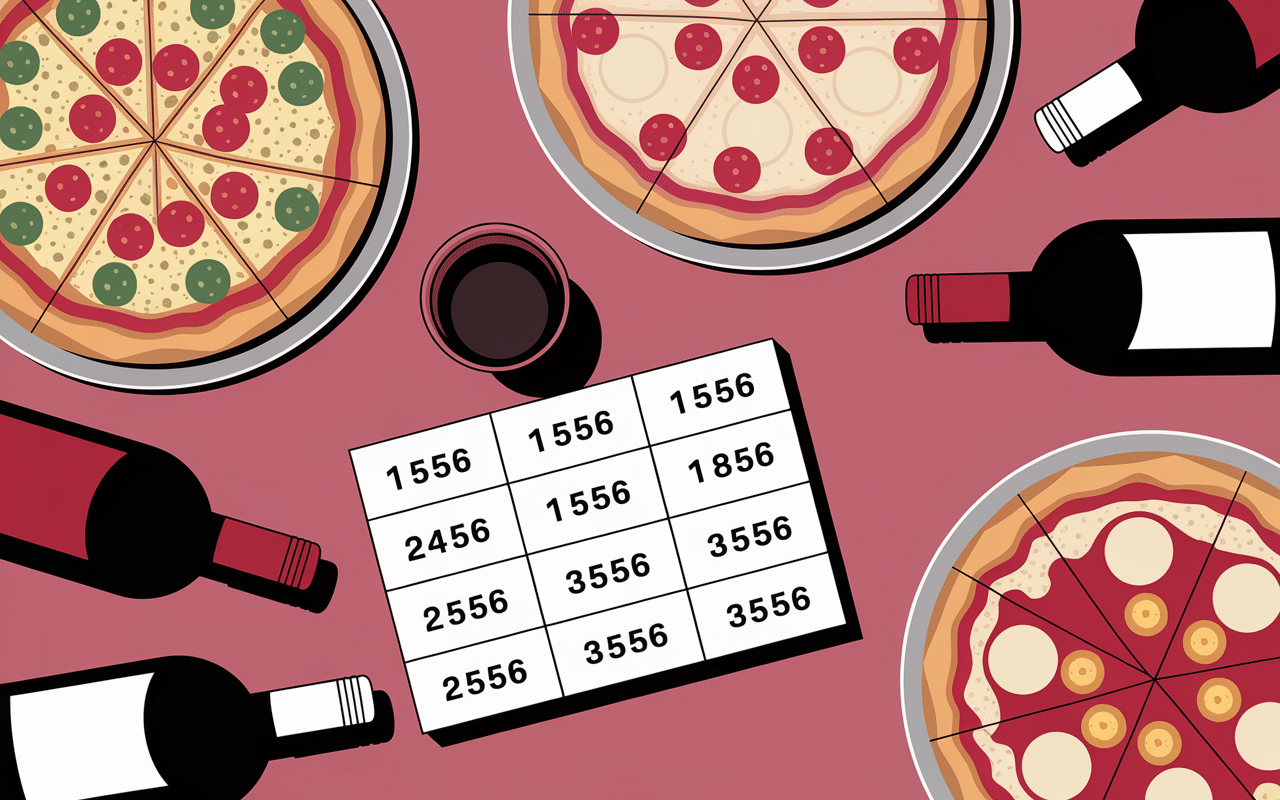 Pizzas et vins avec tableau prix accords